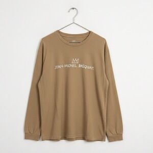 GAP x Jean Michel Basquiat Long Sleeve T Shirt Brown Crown Skull Graphic Mens L